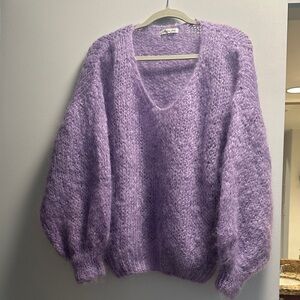 Purple mohair oversized V-Neck Women’s Sweater